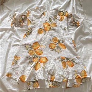 for love & lemons lemon print mini dress